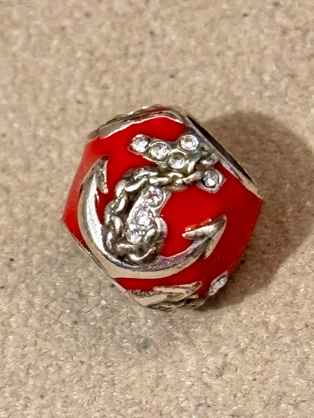 🆕Listing! 🆕 Brighton Anchor Ahoy bead Red enamel with silver & crystals Retired